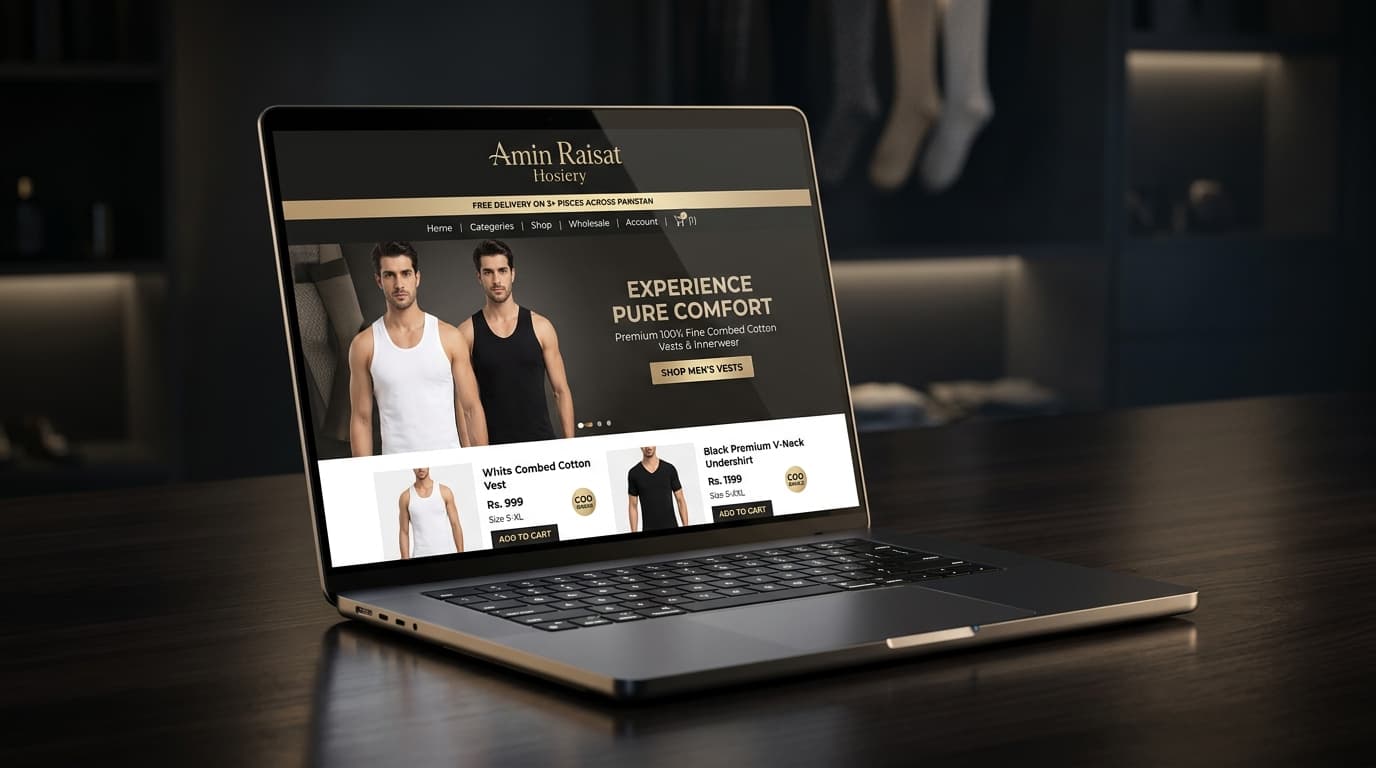 Amin Raisat Hosiery — Pure Cotton D2C E-Commerce Store